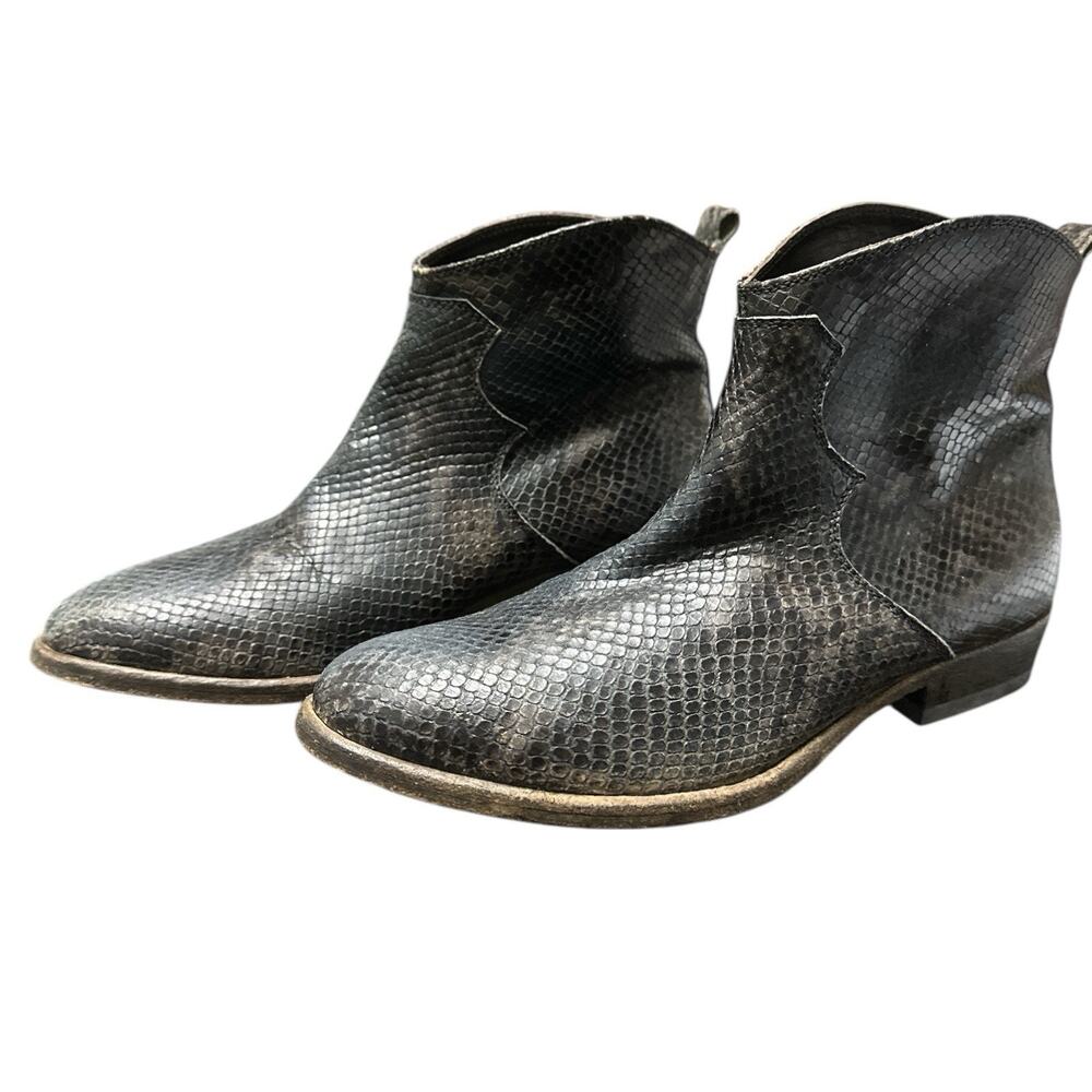 AGL Attilio Giusti Leombruni Ankle Boots Womens 37.5 Snakeskin Leather Italy